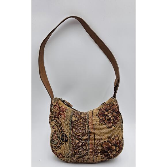 Fossil Handbags - Vtg 90s/Y2K Fossile Tapestry Tan Multi Fabric Shoulder Bag